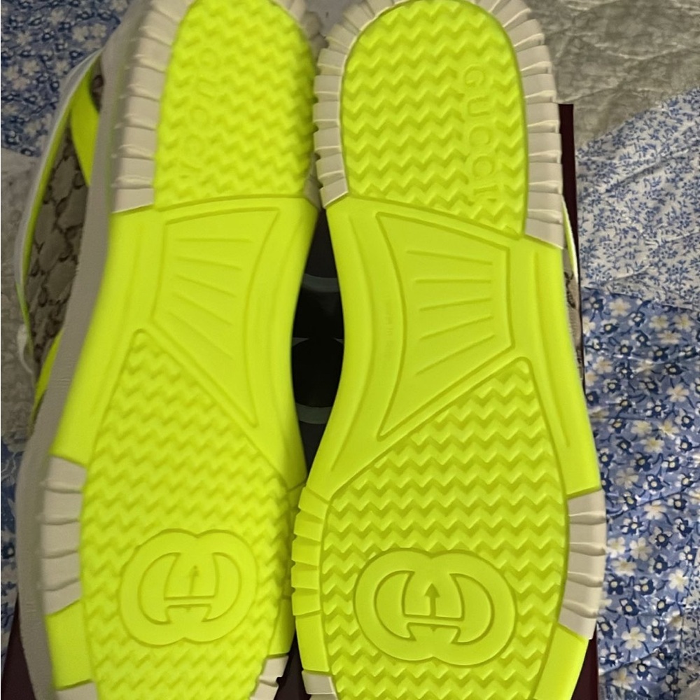 Gucci White and Neon Yellow Sneakers - Picture 2 of 6